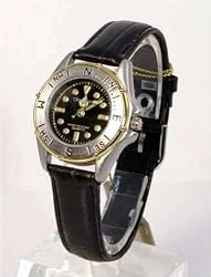 OLEG CASSINI Women's Two-tone Black Faced Watch with Black Leather Strap. Model: OC-31-983