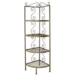 Corner Baker's Rack Finish: Aged Iron, Brass Tips: Without Brass Tips, Size: 13" W x 13" D