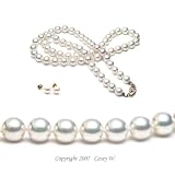 AAA Quality 18 Inch Round 6-6.5mm White Akoya SaltWater Cultured Pearl Necklace & Earrings Set