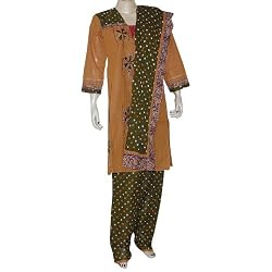 Womens Salwar Kurta Cotton Printed Embroidered Dress Size M (slk415a)