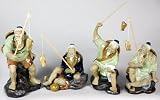 Best Simple Gift Ideas for Dad Brother Guy Man - Chinese Ceramic Mud Men Statues (Set of 4)