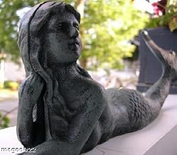 Cast Iron Laying Mermaid Figure ~ Nautical Garden Decor