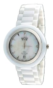 Oniss #ON609-M Unisex Unique Collection MOP Dial White Ceramic Swiss Quartz Watch