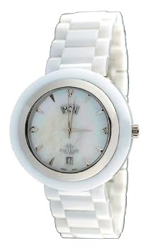 Oniss #ON609-M Unisex Unique Collection MOP Dial White Ceramic Swiss Quartz Watch