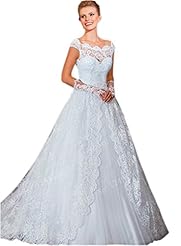 A-line Tulle Sheer Lace Vintage 2015 Wedding Dress 