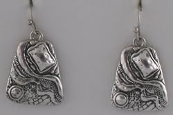Silver Cosmic Tablet Earrings