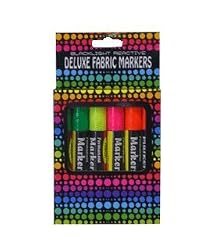 Permanent Deluxe Neon Blacklight Fabric Paint Pen Set - 6 Pack