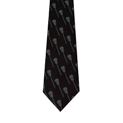 Woven Lacrosse Stick - Black Lacrosse Silk Tie