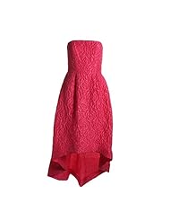 Strapless High-Low-Hem Jacquard Evening Dress 