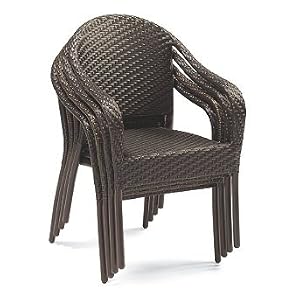 Set of Four Stacking Cafe Arm Chairs - White - Frontgate, Patio Furniture