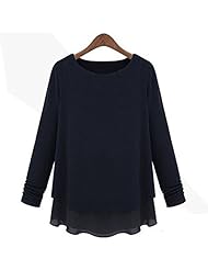 Chiffon/Knit Round Neck Long Sleeves Winter 2015  Dress