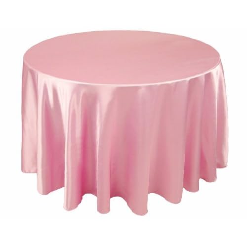 120 inch Round Pink Satin Tablecloth (10 Pack)