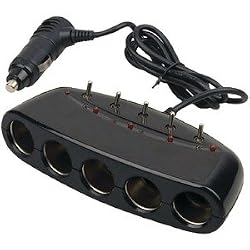 Pyle Pl12v5sw Plug In Car 1-To-5 Cigarette Lighter Multiplier
