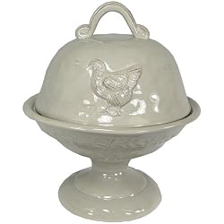 Rooster Embossed Ceramic Covered Cake Stand