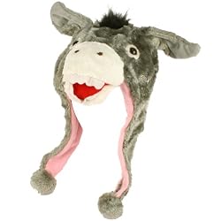 Faux Fake Fur Animal Plush Donkey Trooper Trapper Slip Tie Ski Snow Pom Pom Hat