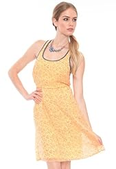 Floral Print Cotton/Polyester Open-Back Sheer  Dress