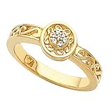 14K Yellow Gold Diamond Filigree Ring - 0.04 Ct.
