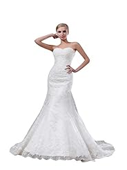 Mermaid Empire   Waistline Sweetheart Lace-Up Wedding Dress  with a Cathedral Train 