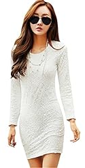 Lace Long Sleeves Sweater Bodycon Dress 