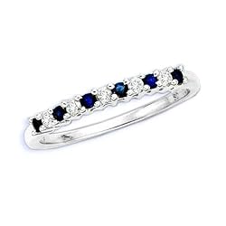 SterlingSilver0.13ct.CubicZirconiawithAlternating1/5ct.BlueColorStoneAnniversaryRing