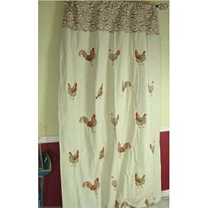 Roosters Embroidered French Elegant Lined Curtain