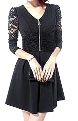 V-neck Long Sleeves Lace  Dress