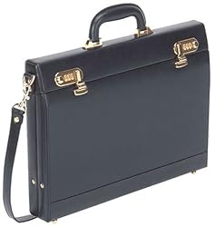 Bugatti Black Leather Slim Attache Case 2 1/2 "