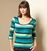 Info/Buy Pure Cotton 3/4 Sleeve Tab Stripe Top