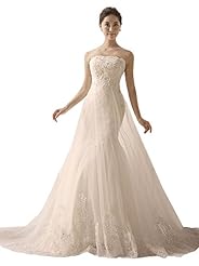 Strapless Mermaid Tulle Beaded Applique Lace-Up  Dress with a Chapel Train  with a Court Train  with a Brush/Sweep Train 