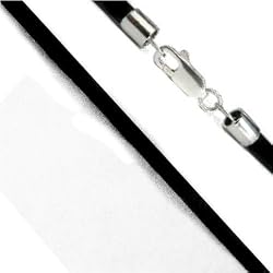 2mm Black 22" Leather Cord Chain Sterling Silver Necklace