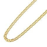 14K Yellow Gold 3.5mm Concave Mariner Chain Necklace with Lobster Claw Clasp - 22