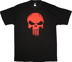 The Punisher Red Movie Faint Skull Logo Black T-Shirt Tee