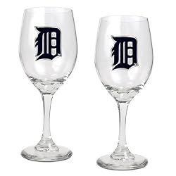 Detroit Tigers MLB 2pc Wine Glass Set - Primary Logo by Great American Products