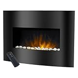 Warm House Black Arched Glass Electric Fireplace