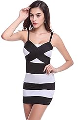 Striped Print Polyester Spring Summer Bodycon Dress 