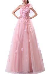 Corset   Waistline One Shoulder Crystal Evening Dress  with a Chapel Train 