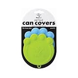 Blue and Green Dog Cat Food Pet Can Top Cover Lid Set of 2 Storage Kitchen Fresh Leftovers Paw