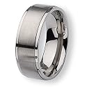 Ridged Edge Brushed and Polished Titanium Ring (8.0 mm) - Sizes 6-13