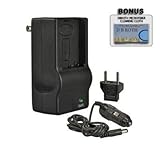 Replacement Rapid Battery Charger (Incl. Car and European Plug Adapters) For The Fuji Finepix JZ500, JZ300, JX250, JV100, J250, J38 Digital Camera