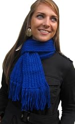 Handmade Acrylic Scarf in Santorini Blue - Gift Idea for Men and Women (Medium Size/100% Hand-knitted)