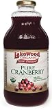 Lakewood Organic PURE Cranberry Juice - Package Contains SIX 32oz Bottles