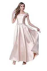 Satin Floor Length Backless Lace   Off the Shoulder  Ball Gown Evening Dress/Prom Dress  With a Bow(s) and a Sash 