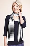  Classic Collection Scoop Neck Jersey Top with Striped Scarf