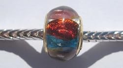 Murano Style Glass Lampwork Bead with Gold Plated Center Fits Pandora Rainbow (1)