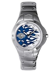 Harley Davidson Men's Bracelet Watch w/ Blue Flame Dial & Logo