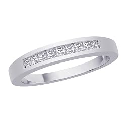 14K White Gold 1/4 ct. Princess Cut Diamond Wedding Band