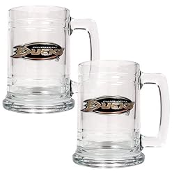 Anaheim Ducks NHL 2pc 15oz Glass Tankard Set- Primary Logo by Great American Products