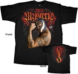 WWE Wrestling Rey Mysterio 619 Fire Black T-shirt Tee