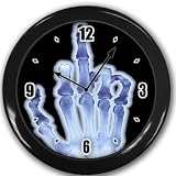 Flip the finger Wall Clock Black Great Unique Gift Idea