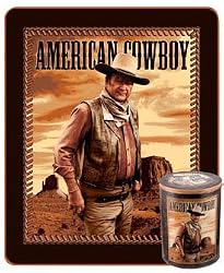 John Wayen American Cowboy Movie Fleece Throw Blanket & Tin Afghan New Gift